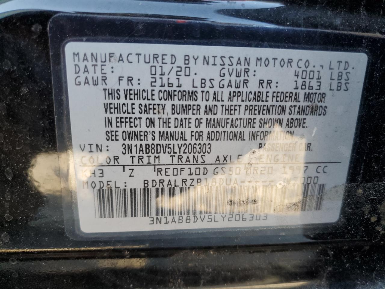 3N1AB8DV5LY206303 NISSAN SENTRA SR с аукциона США | Day Drive