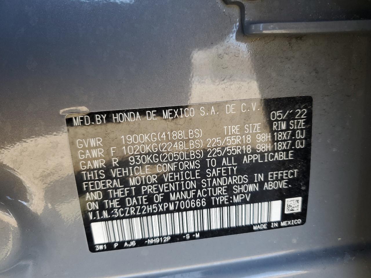 額 3CZRZ2H5XPM700666 HONDA HR-V SPORT с аукциона США | Day Drive