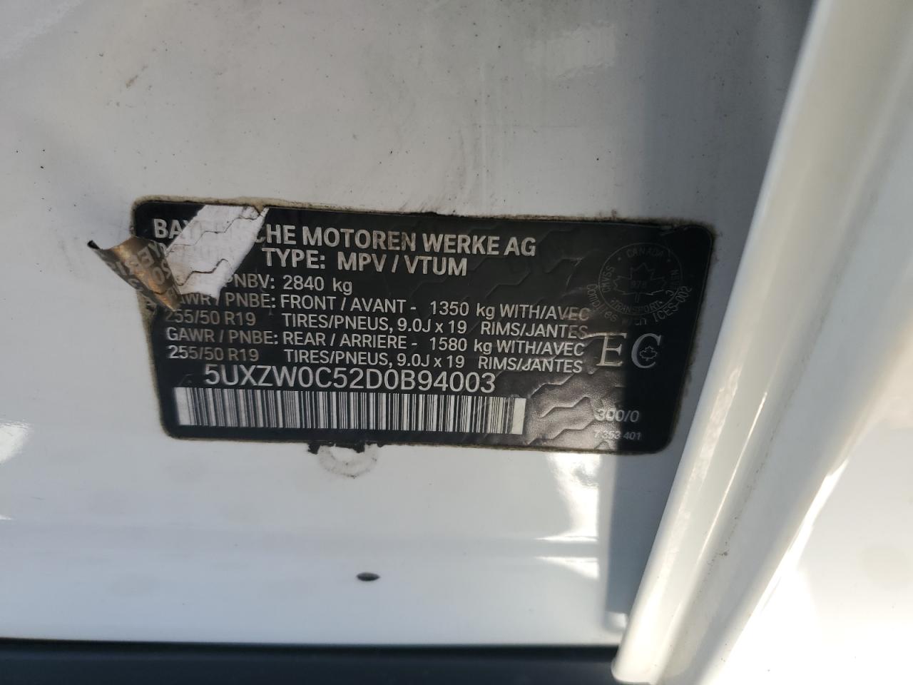 5UXZW0C52D0B94003 BMW X5 XDRIVE3 з аукціону США | Day Drive