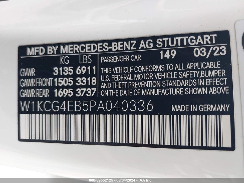 W1KCG4EB5PA040336 MERCEDES-BENZ EQS 580 с аукциона США | Day Drive