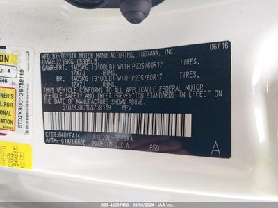 TOYOTA SIENNA 2016